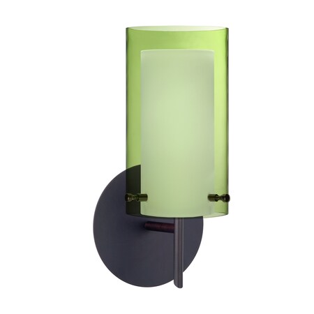 Besa Lighting Pahu 4 Mini Sconce, Olive/Opal, Bronze Finish, 1x40W Halogen 1SW-L44007-BR